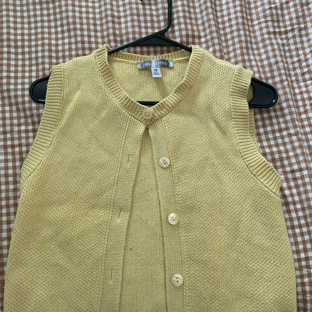 Urban Outfitters Yellow Sleeveless Button Knit Cardigan